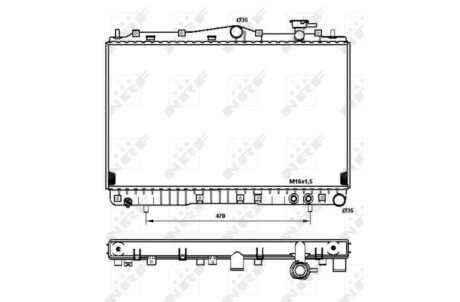 Радіатор охолодження Hyundai Sonata 2.0-3.0 91-98 (400x682x25) NRF 53259