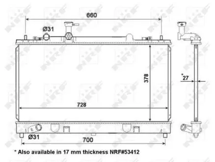 Радіатор охолодження Mazda 6 1.8-2.3 02-08 (728x378x27) NRF 56063