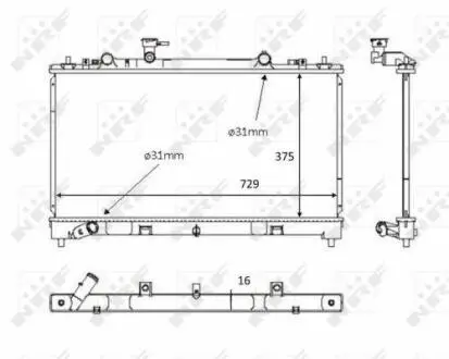 Радіатор охолодження Mazda 6 2.2 MZR-CD 07-12 (МКПП) NRF 58381