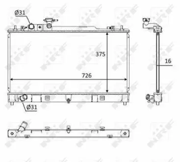 Радіатор охолодження Mazda 6 1.8/2.0 MZR 07-13 (МКПП) NRF 58393