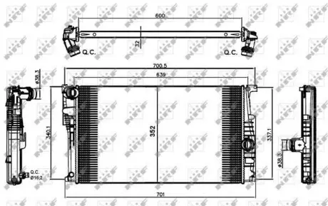 Радіатор охолодження BMW 3 (F30/F80) 11-16 B47/N13/N47 NRF 58411