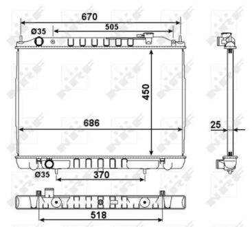 Радіатор охолодження Nissan Navara 2.5D 01- NRF 58418