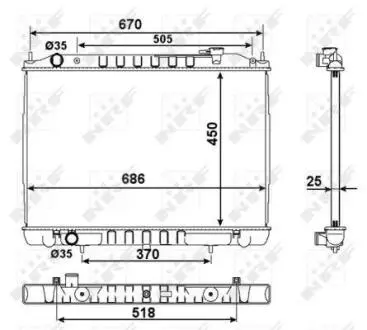 Радіатор охолодження Nissan Navara 2.5D 01- NRF 58418