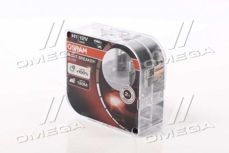 Лампа фарная H1 12V 55W P14,5s NIGHT BREAKER SILVER (+100) компл (выр-во) OSRAM 64150NBS-HCB