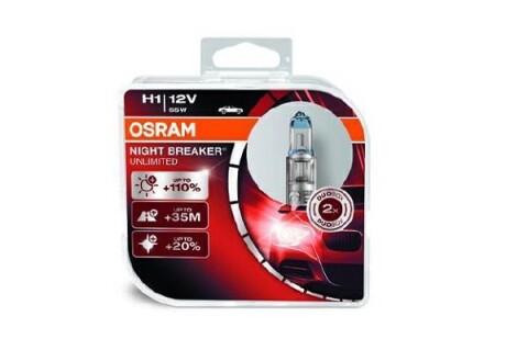 Автолампа H1 12V 55W P14.5s Night Breaker Unlimite OSRAM 64150NBUHCB