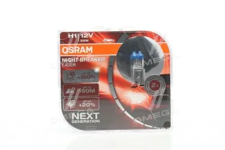 ЛАМПА H1 12V 55W P14,5S Box NIGHT BREAKER LASER NG - заміна на 64150NL-2HB OSRAM 64150NL-HCB