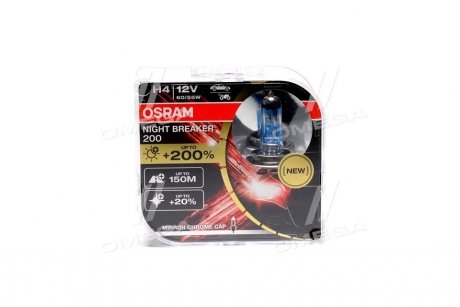 Лампа фарная H4 12V 60/55W P43t NIGHT BREAKER (+200) компл. (выр-во) OSRAM 64193NB200-HCB