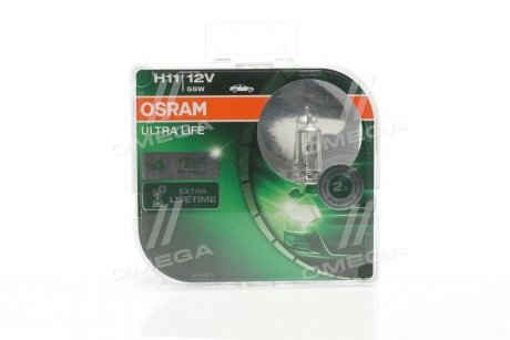 Лампа фарная H11 12V 55W PGJ19-2 ULTRA LIFE (компл.) (выр-во) OSRAM 64211ULT-HCB-DUO