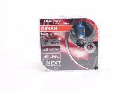 Лампа фарная HB3 60W 12V P20D NIGHT BREAKER LASER Next Generation (+150) компл. (выр-во) OSRAM 9005NL-HCB