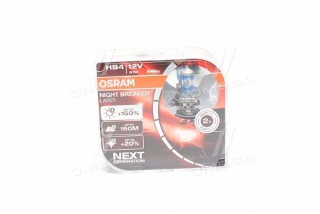 Лампа фарная HB4 12V 51W P22d NIGHT BREAKER LASER Next Generation (+150) компл (выр-во) OSRAM 9006NL-HCB