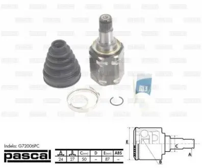 Шарнір привідного валу PASCAL G72006PC