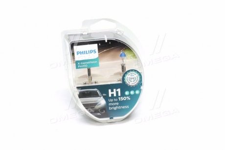 Лампа накаливания H1 X-tremeVision Pro150 (+150) 12V 55W P14,5s (комплект) (выр-во) PHILIPS 12258XVPS2