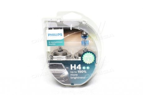 Лампа накаливания H4 X-tremeVision Pro150 +150 12V 60/55W P43t-38 (комплект) (выр-во) PHILIPS 12342XVPS2