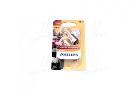 Лампа накаливания P21/4W 12V BAZ15d 2шт blister (выр-во) PHILIPS 12594B2