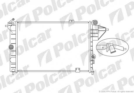 Радиатор охлаждения (540x378x23) Opel Vectra A 88-95 (МКПП / без кондиционера) Polcar 551408A3