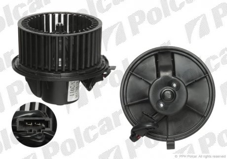 Моторчик печки (12V / 204 Вт / 146 мм / 2 контакта) VAG 88-96 Polcar 9566NU-1