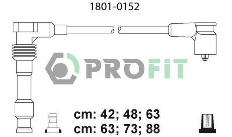 Комплект кабелей высоковольтных. PROFIT 1801-0152