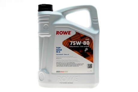 Олива 75W80 HIGHTEC TOPGEAR FE S (5L) (API GL-4/GL-5/9.55550-MZ2/MB 235.10/PSA 9730 A2) ROWE 25066-0050-99