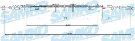 Трос ручного тормоза (1293/1127мм) Ford Galaxy VAG Sharan 95-10 SAMKO C0258B