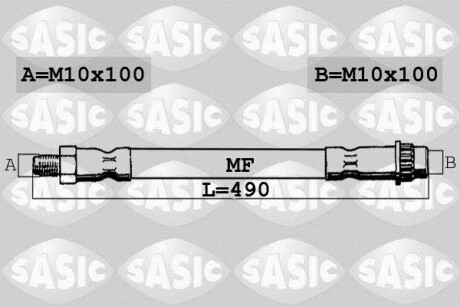 Шланг гальм. передній (490 мм) SASIC 6600007