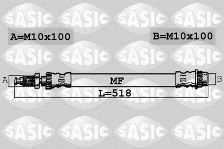 Шланг гальм. передній (518 мм) SASIC 6600009