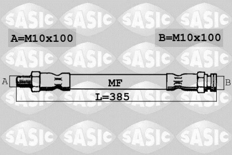 Шланг тормозной задний SASIC 6600026