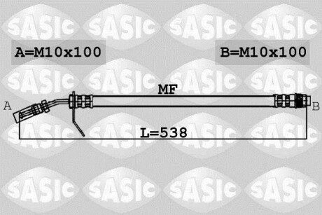 Шланг гальм. передній SASIC 6604009