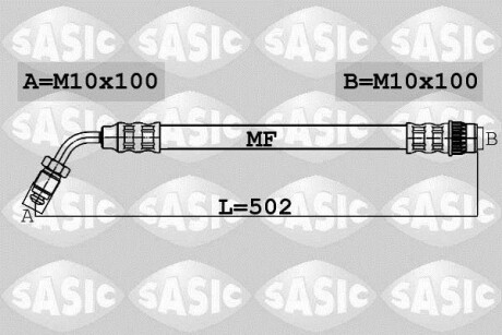 Шланг гальм. передній SASIC 6604017