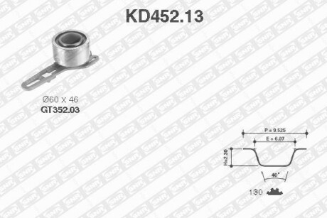 Роликовый модуль натяжителя ремня (ролик, ремень) SNR NTN KD452.13