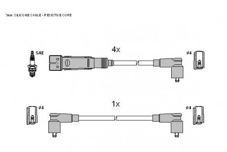 Комплект кабелей зажигания STARLINE ZK 0332