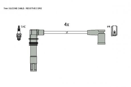 Комплект кабелей зажигания STARLINE ZK 9952