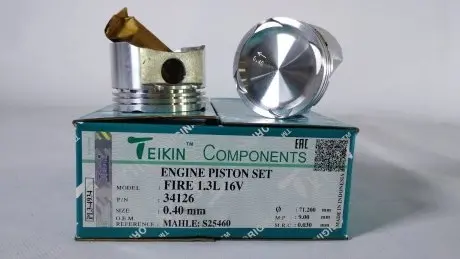 Поршень с пальцем (к-кт на двигатель) FIRE 1.3L 16V (MAHLE: S25460), TEIKIN 34126-040