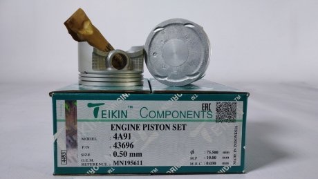 Поршень із пальцем (к-кт на двигун) 4A91 0.5/75/1.2-0.8-2/18mm 4PC, TEIKIN 43696050