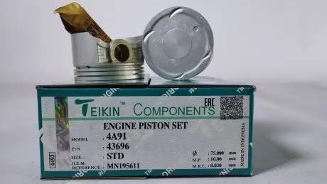 Поршень із пальцем (к-кт на двигун) 4A91 STD/75/1.2-0.8-2/18mm 4PC, TEIKIN 43696-STD