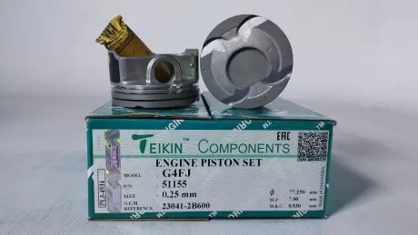 Поршень із пальцем (к-кт на двигун) Hyundai 1.6 GDI G4FJ, TEIKIN 51155-025