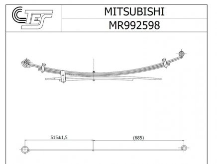 Ресора задняя Mitsubishi L200 2.5 DI-D 05-15 (к-кт 6 листов) (70/515/685), 2/7+2/6+2/13мм. TES MR9925980019 Z/T