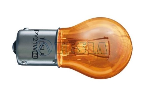 Лампа накала 12V PY21W BAU15s AMBER (оранж) (1-конт)(смещ.цоколь) (кратно 10) TESLA B52301