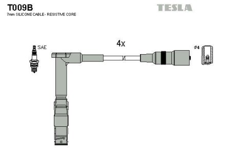 Провід високовольтні, комплект Mercedes-benz C-class (s202) 1.8 (96-00) TESLA T009B