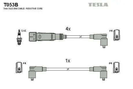 Комплект кабелей зажигания TESLA T053B