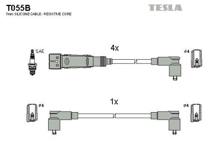 Комплект кабелей зажигания TESLA T055B