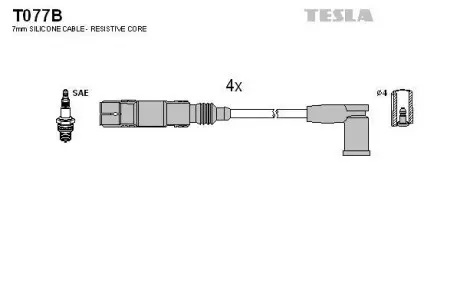Комплект кабелів високовольтних SKODA/VW Octavi TESLA T077B