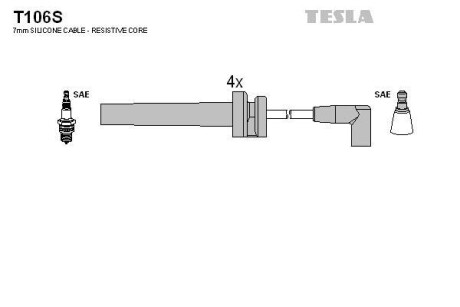 Комплект кабелiв запалювання TESLA T106S