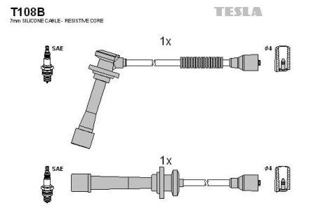 Комплект кабелів запалювання TESLA T108B