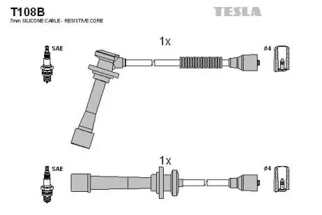 Комплект кабелів запалювання TESLA T108B