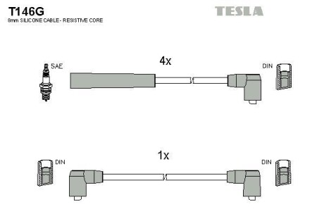 Комплект кабелiв запалювання TESLA T146G