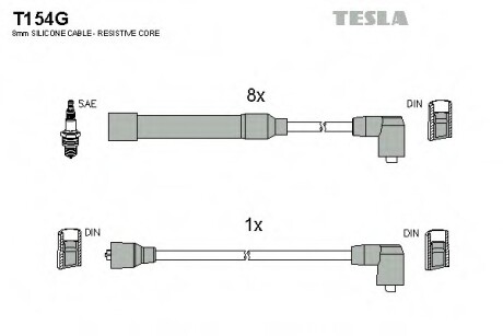 Комплект кабелів запалювання TESLA T154G