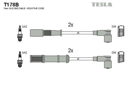 Комплект кабелей зажигания TESLA T178B