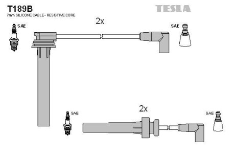 Комплект кабелей зажигания TESLA T189B