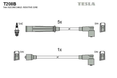 Комплект кабелей зажигания TESLA T208B