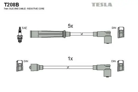 Комплект кабелiв запалювання TESLA T208B